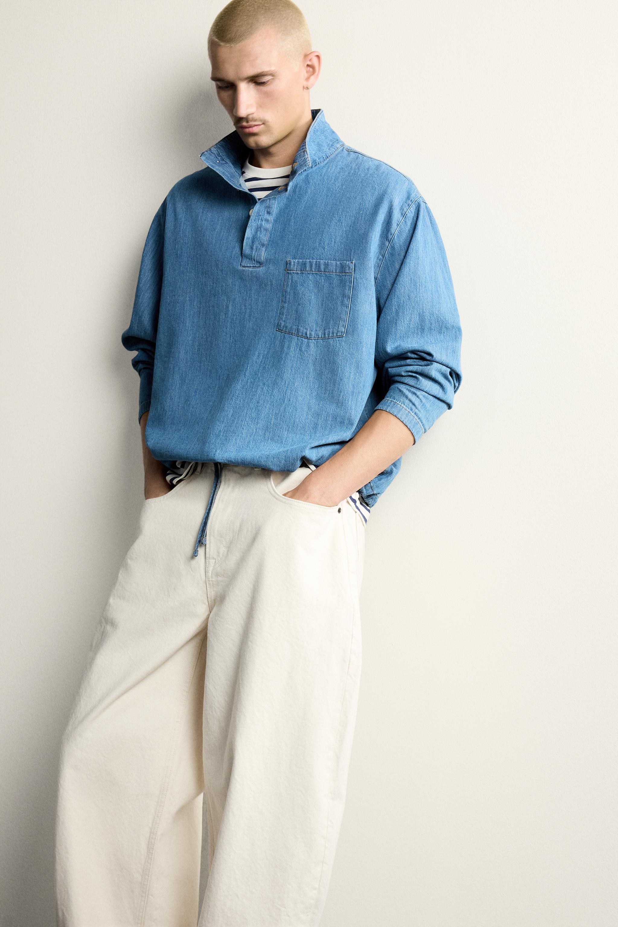 CHEMISE POLO EN DENIM LÉGER DÉLAVÉ